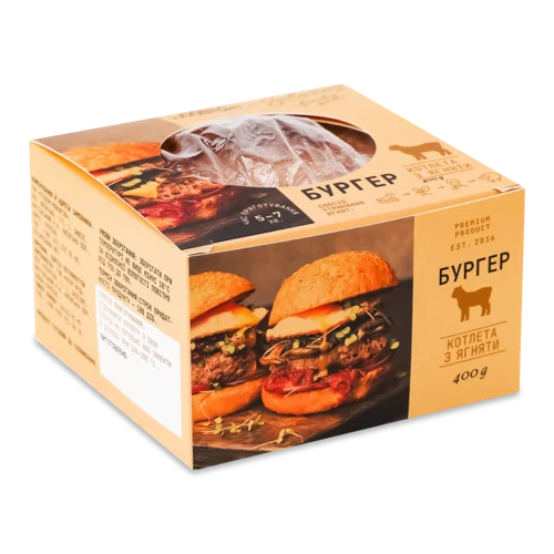 Котлета З Ягняти Для Бургера Soloviov Картонна Упаковка, 400г