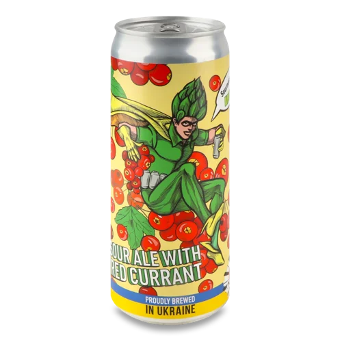 Пиво Світле Нефільтроване Непастеризоване Sour Ale З Червоним Смородиною, 0.33л, 4.7% з/б