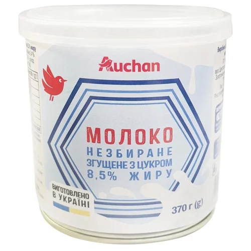 Молоко згущене Ашан з цукром 8,5% 370г