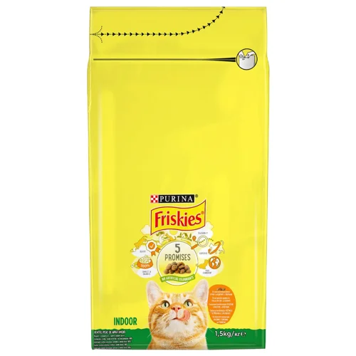 Корм сухий Friskies Indoor з куркою, індичкою та овочами для домашніх котів 1,5кг