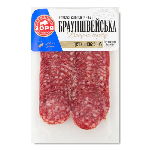 Ковбаса Напівкопчена Брауншвейська Зоря Дніпра, в/у 0.08 кг