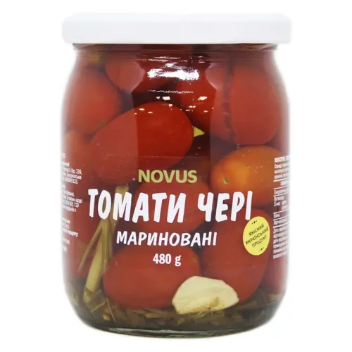 Томати Novus мариновані пастеризовані 480г
