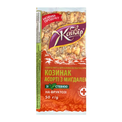 Козинак на фруктозі зі стевією Асорті з мигдалем Жайвір м/у 50г