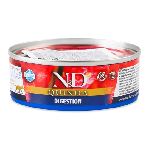 Корм Консервований Повнораціонний Для Котів Digestion Quinoa N&D Farmina, з/б 80г