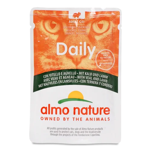 Корм для котів Almo Nature Daily Телятинна-Ягнята, натуральний, в/к, 100 г