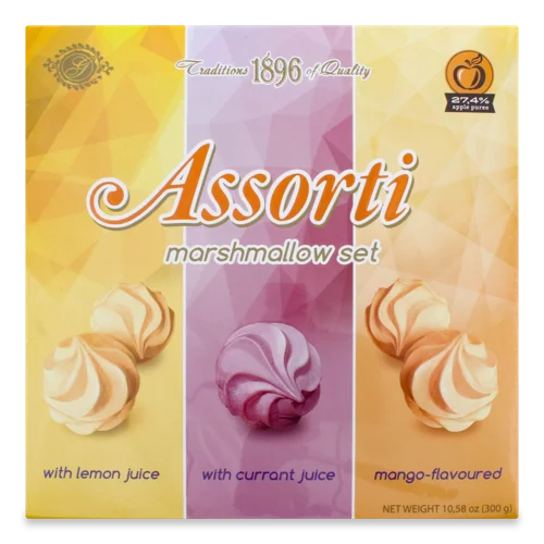 Зефір Асорті Бісквіт Шоколад, вищого ґатунку, к/у 300г