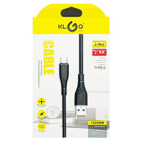 Кабель Klgo передачі даних USB-Type-C S-96Z 2,4А 1м