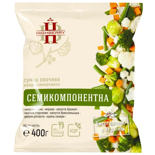 Суміш овочева Highberry Семикомпонентна швидкозаморожена 400г
