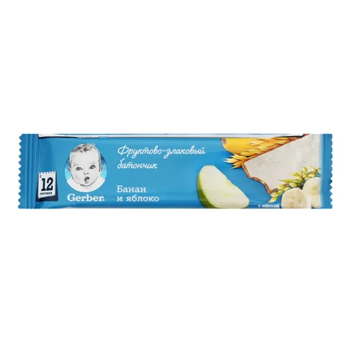Батончик фруктово-злаковий для дітей від 12міс Банан і яблуко Gerber м/у 25г