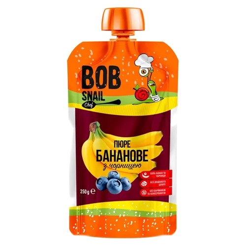 Пюре Bob Snail Бананове з чорницею 250г
