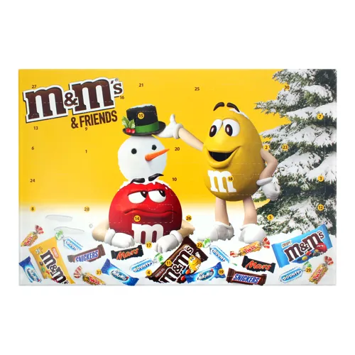 Набір драже, батончиків, цукерок та печива Різдвяний календар M&M's&Friends 543.5г
