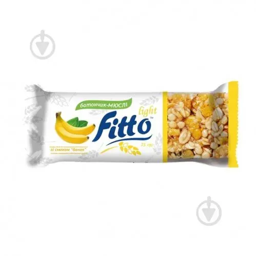 Батончик-мюслі зі смаком банану глазурований з корпусом із зірваних круп ТМ «Fitto Light» 25г