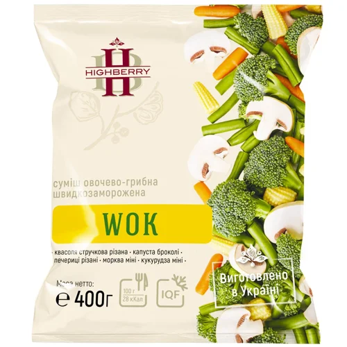 Суміш овочево-грибна Highberry WOK швидкозаморожена 400г