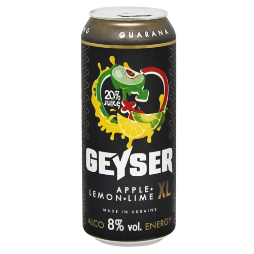 Напій слабоалкогольний Geyser енергетичний зі смаком яблука, лимону та лайму 8% 0,5л