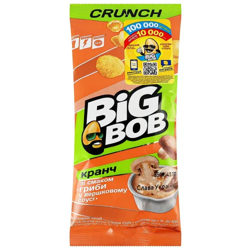 Арахіс Big Bob в хрусткій оболонці зі смаком гриби у вершковому соусі 55г