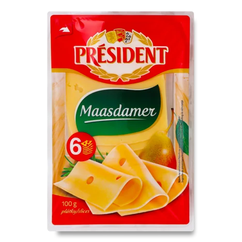 Сир Твердий Маасдамер President 45% в/с, Лоток 100г