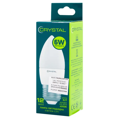 Лампа Crystal LED C37 6W PA Е27 4K