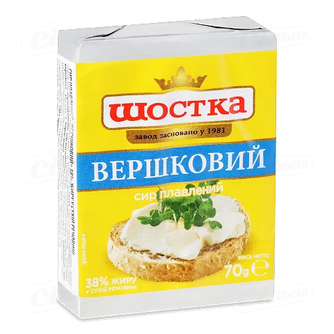 Сир плавлений Шостка Вершковий 38% 70г