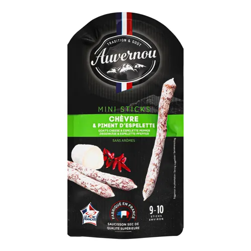 Ковбаски Mini sticks Chevre&piment d'espelette Auvernou сиров'ялені д/п 100г