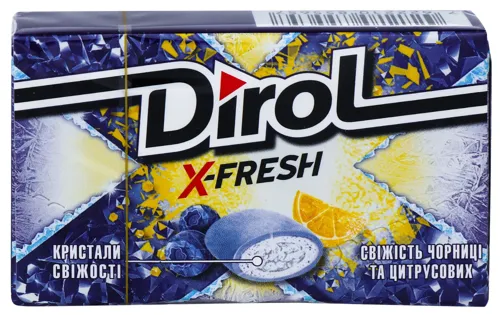 Гумка жувальна без цукру Свіжість чорниці та цитрусових X-Fresh Dirol