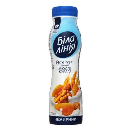 Йогурт нежирний Мюслі-курага Біла Лінія п/пл 250г