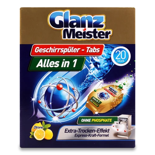 Таблетки Для Чищення Посудомийної Машини Zitrone Alles In1 Glanz Meister 20х16г