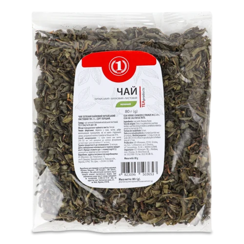 Чай Зелений Байховий Листовий Китайський, в/ґ, ТМ '1', 80 г