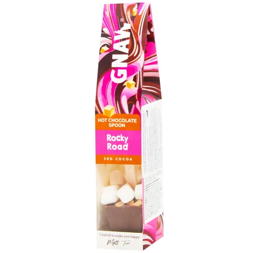 Гарячий шоколад Gnaw Rocky Road молочний на паличці з білим зефіром та фаджем 43г