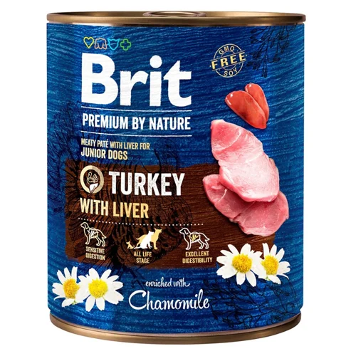 Корм вологий Brit Premium з індичкою та печінкою для цуценят всіх порід 800г