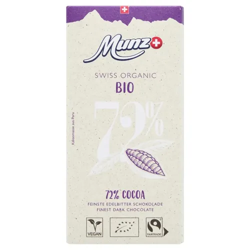 Шоколад чорний Munz органічний 72%, 100г