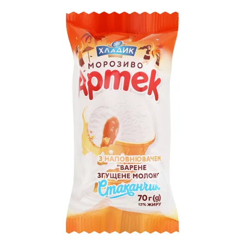 Морозиво 12% у вафельному стаканчику Варене згущене молоко Артек Хладик м/у 70г