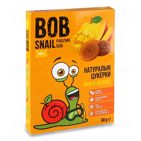Цукерки Bob Snail натуральні манго-яблуко, 60г