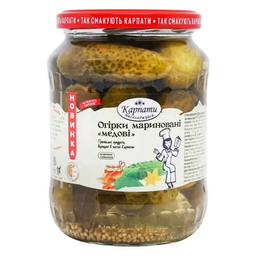 Огірки мариновані медові 680г Карпа