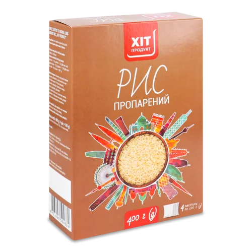 Рис Довгозернистий Шліфований Пропарений, в/ґ, к/у 4х100г