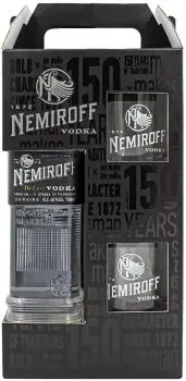Водка Nemiroff De Luxe 0.7л 40% + 2 стакана в подарунковій упаковці