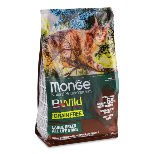 Корм Сухий Для Дорослих Котів Великих Порід З М'ясом Буйвола, Superpremium, Monge, м/у 1.5кг