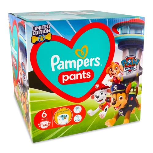 Підгузки-Трусики Для Дітей 14-19кг, 6 Paw Patrol Pampers, 60шт, в/ґ