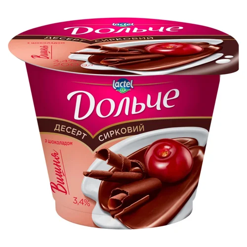 Десерт сирковий 3.4% Вишня-шоколад Дольче ст 200г