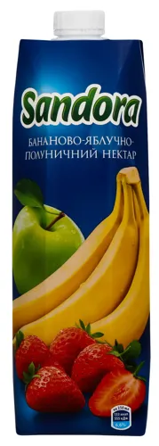 Нектар бананово-яблучно-полуничний з м'якоттю Sandora 0,95л