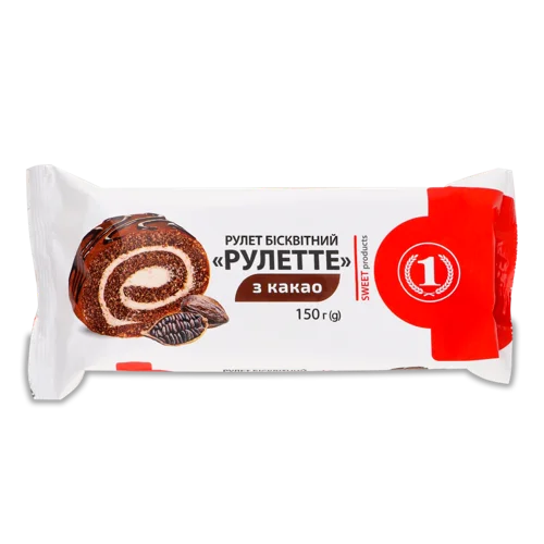 Бісквітний Рулет З Какао, В/ґ, ТМ '1', 150г
