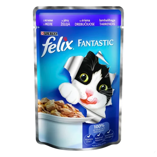 Корм Felix Fantastic З ягням у желе для дорослих котів 100г