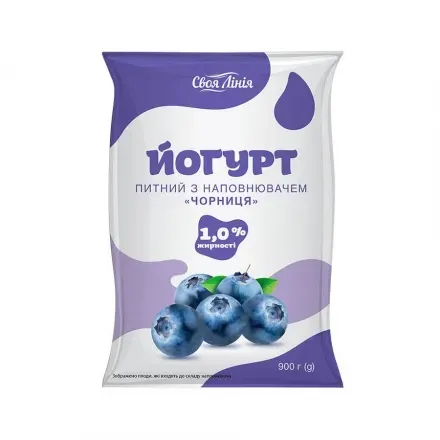 Йогурт 0,9 кг Своя Лінія чорниця 1% п/ет