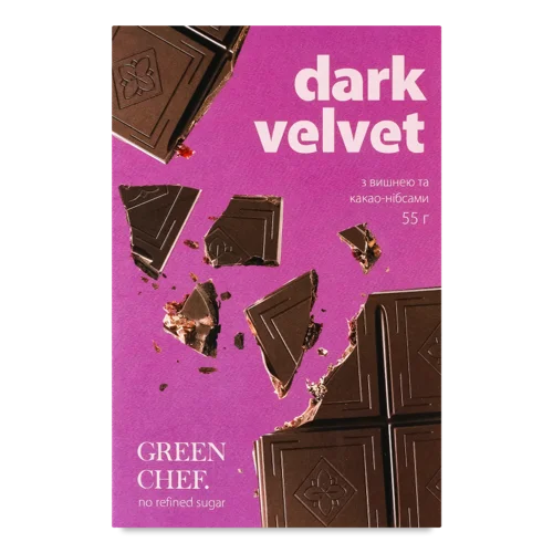 Темний Шоколад 63% З Підсолоджувачами З Вишнею Та Какао-Нібсами, к/у 55г