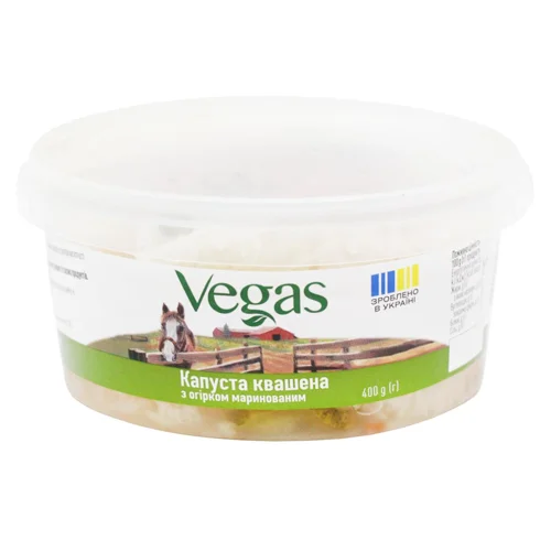 Капуста квашена Vegas з маринованим огірком 400г