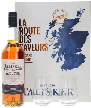 Віскі односолодовий Talisker Port Ruighe 0.7л 45.8% в подарунковій упаковці + 2 стакана