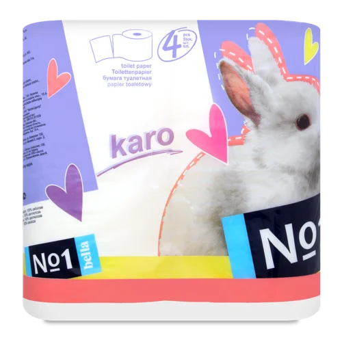 Туалетний Папір 2-Шаровий Karo Bella №1, Вищий ґатунок, 4шт