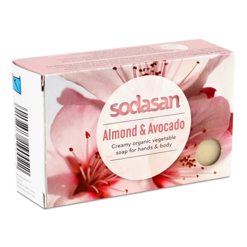 Мило для обличчя Органічне Зволожуюче Almond&Avocado Sodasan, 100г