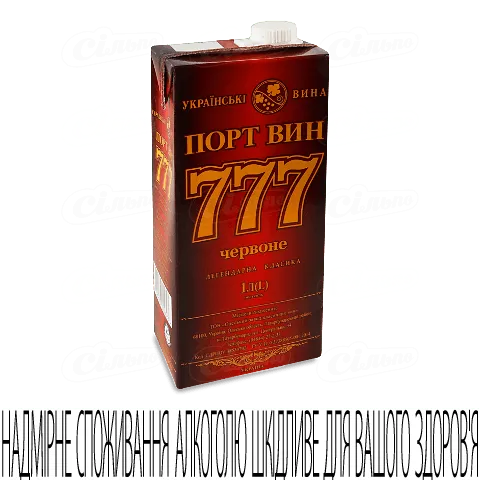 Вермут Одеський ЗКВ Портвин 777 червоне міцне, 1л