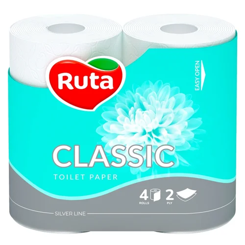 Туалетний папір Ruta Classic 2-шаровий білий 4шт