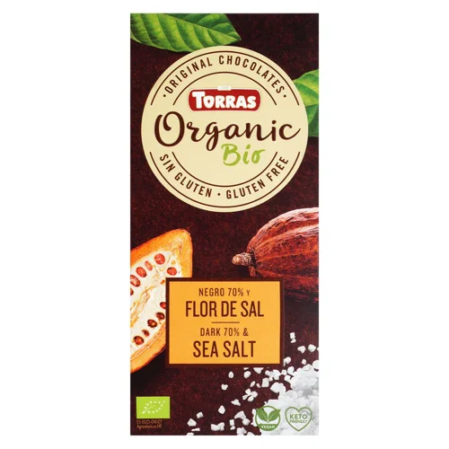 Шоколад чорний Torras Organic з морською сіллю 70% 100г